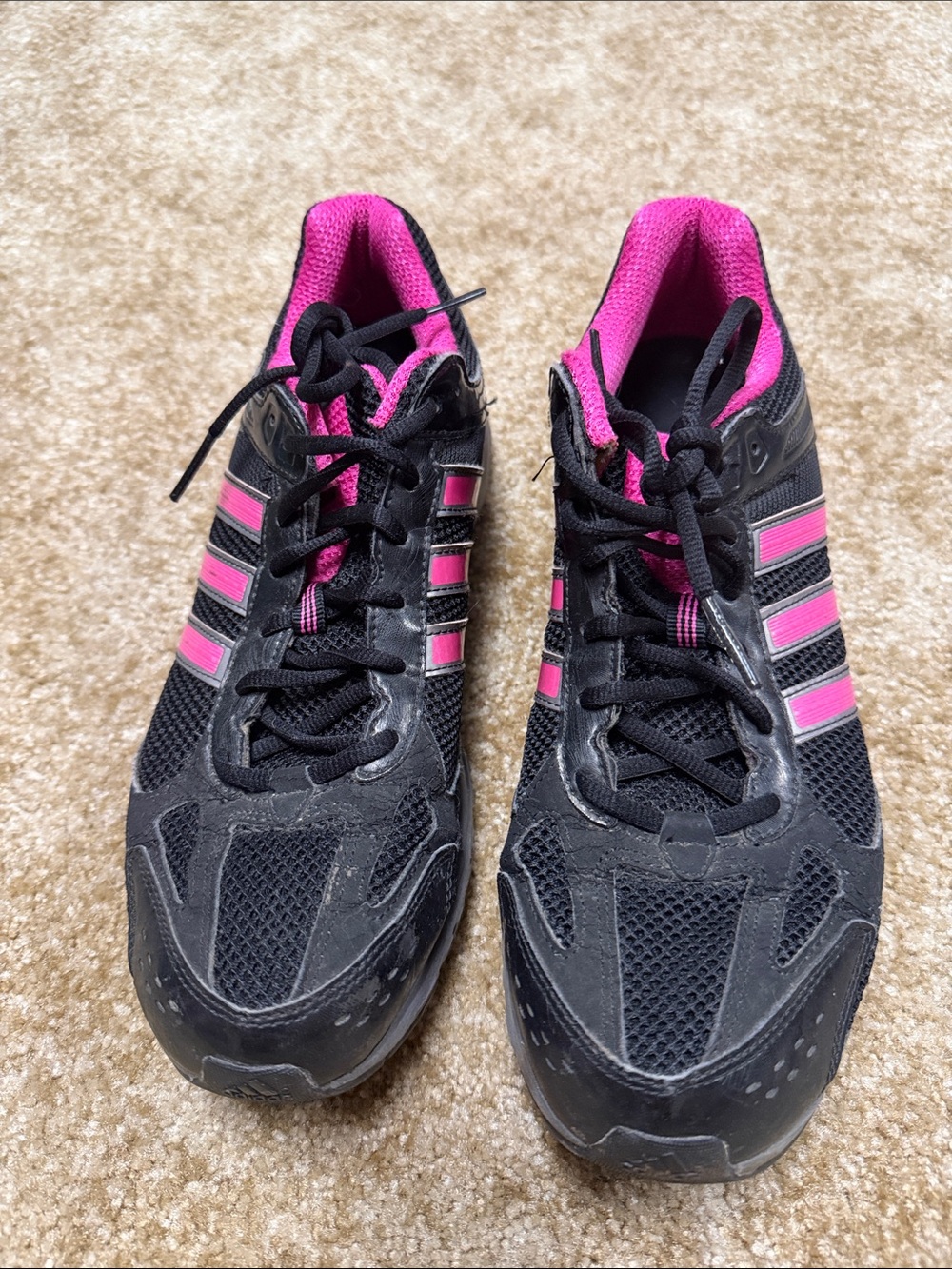 adidas Women’s Black Athletic Shoes with Pink Accents